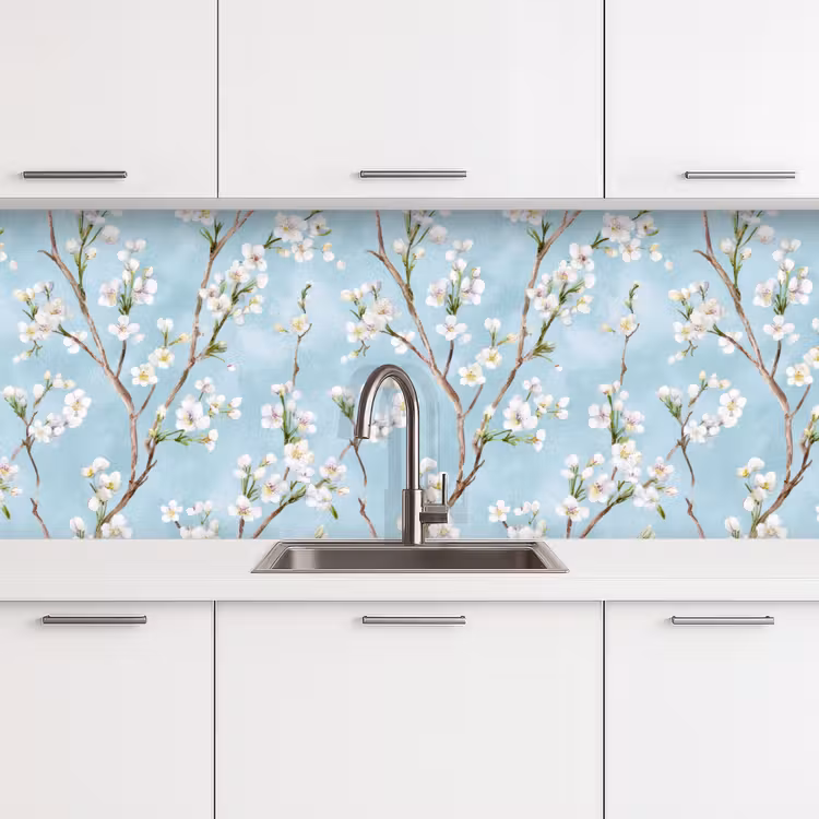 Kersenbloesem - Textuur - Blauw keuken achterwand 2 middel 871 -3d