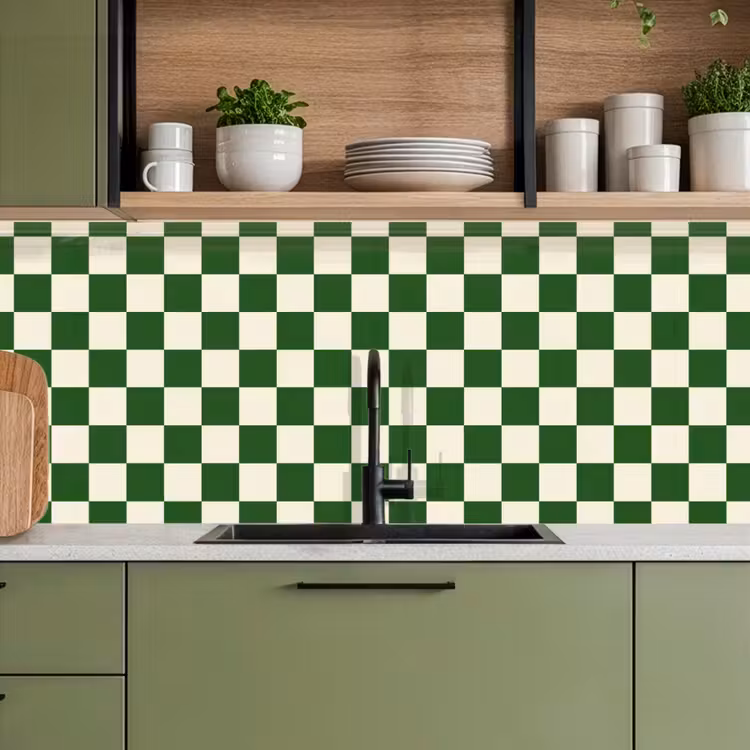 Schaakbord - Patroon - Groen keuken achterwand 2 middel 871 -sfeer3