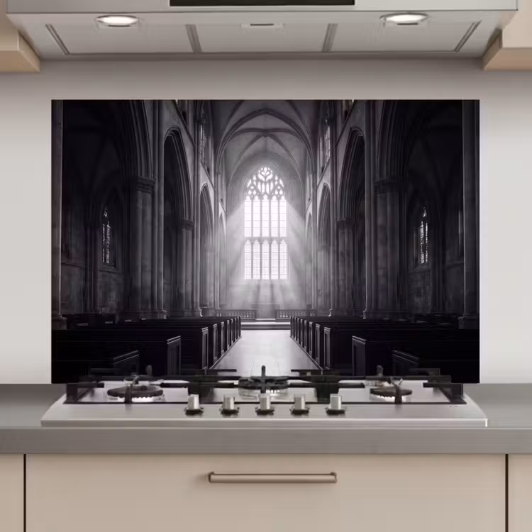 Kerk - Interieur - Lichtstralen - Architectuur - Klassiek keuken achterwand spatscherm klein -3d_website