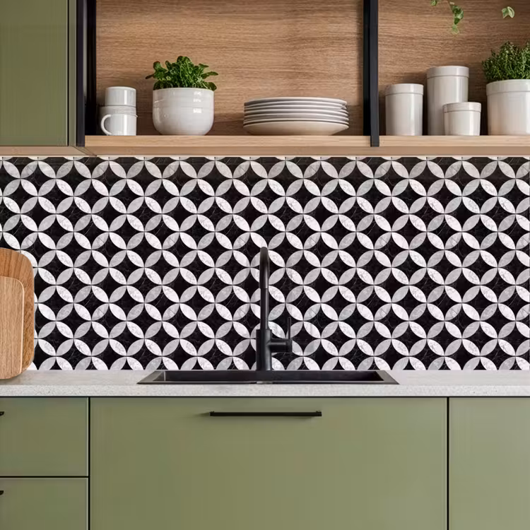 Cirkel - Tegels - Marmer - Zwart - Wit keuken achterwand 2 middel 871 -sfeer3