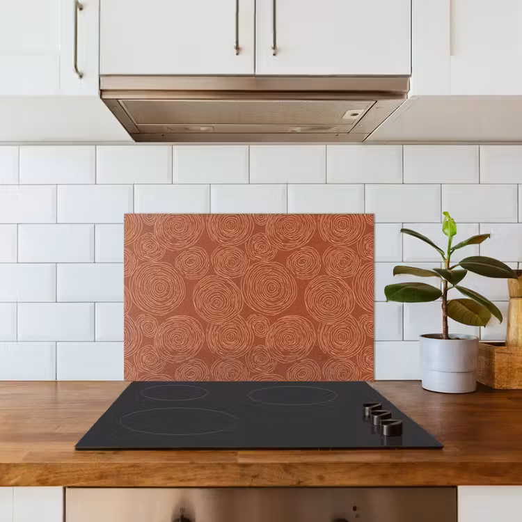 Cirkels - Abstract - Artistiek - Terracotta keuken achterwand spatscherm klein 900 -sfeer2