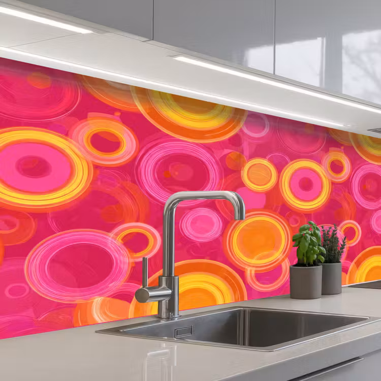 Cirkels - Design - Kleurrijk keuken achterwand 2 middel 871 -3d_schuin