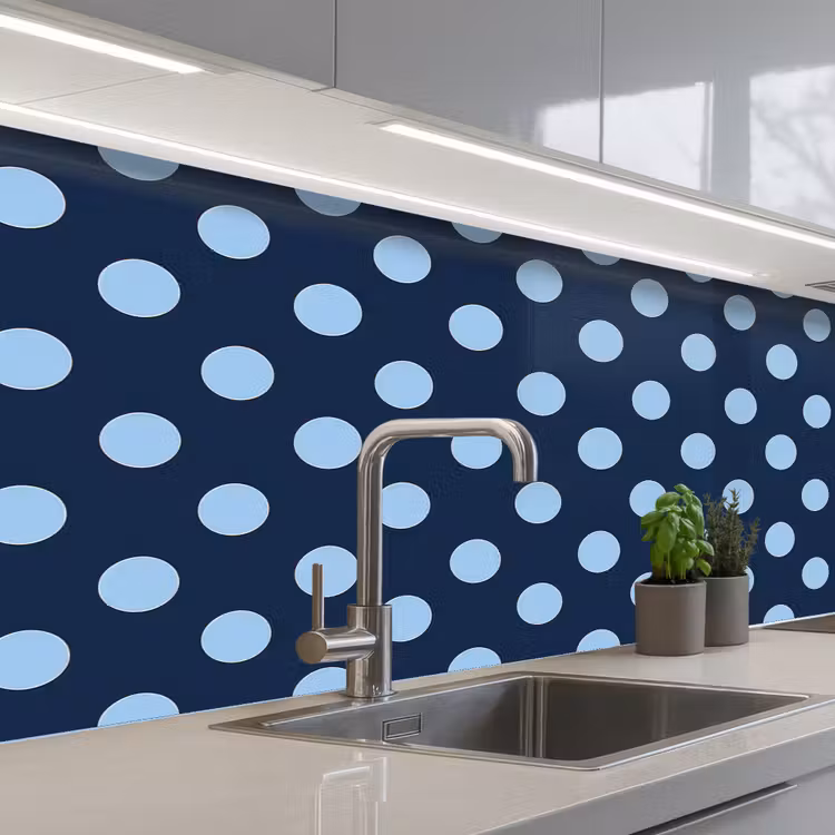 Klassiek - Dots - Blauw keuken achterwand 2 middel 871 -3d_schuin