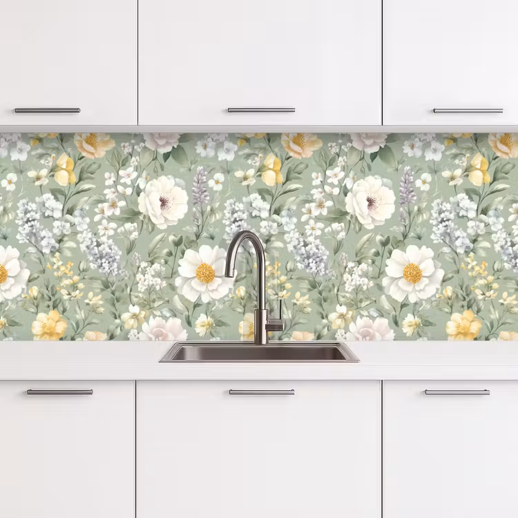 Klassiek - Bloemenpatroon - Kleurrijk keuken achterwand 2 middel 871 -3d