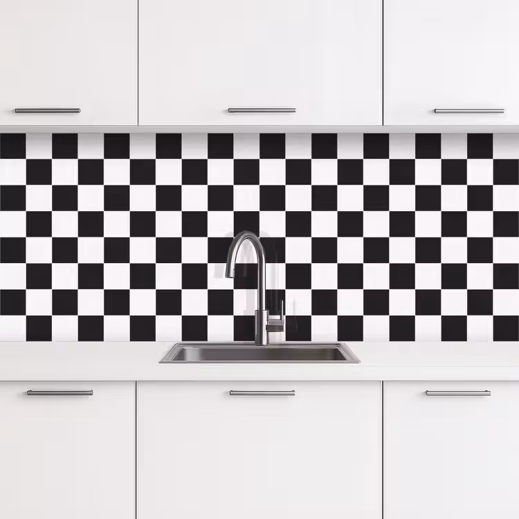 Klassiek - Patroon - Zwart - Wit keuken achterwand 2 middel 871 -3d