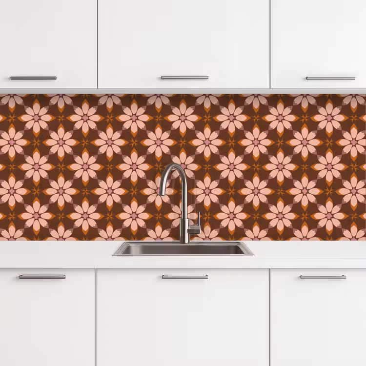 Klassiek - Retro - Bruin keuken achterwand 2 middel 871 -3d