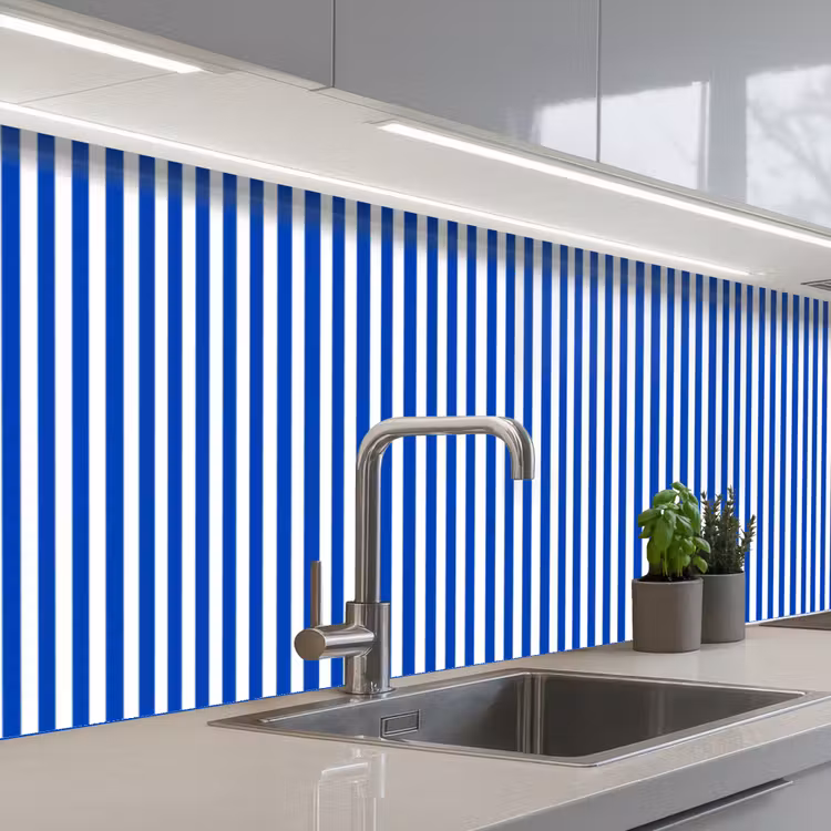 Klassiek - Strepen - Blauw keuken achterwand 2 middel 871 -3d_schuin