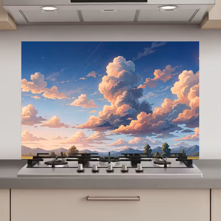 Wolken - Daghemel - Natuur - Illustratie - Oranje keuken achterwand spatscherm klein -3d_website