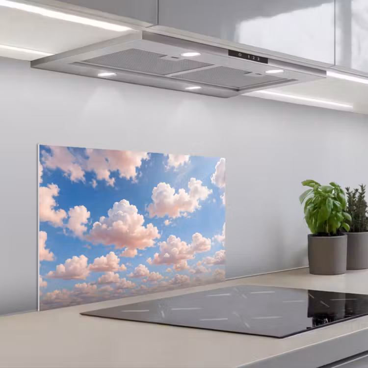 Wolken - Hemel - Natuur - Licht - Blauw keuken achterwand spatscherm klein -3d_schuin