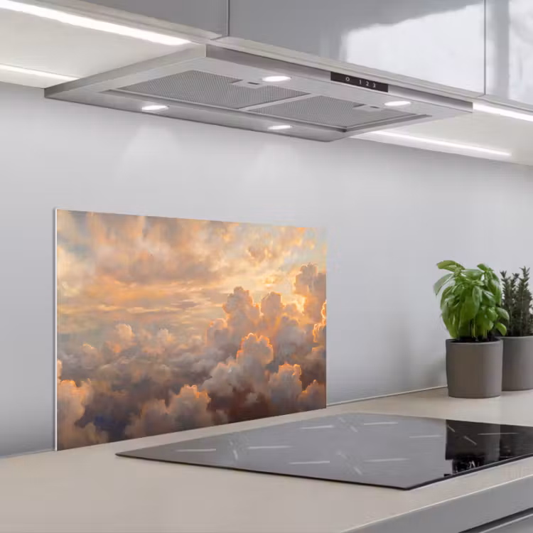 Wolken - Zonsondergang - Natuur - Abstract - Goud keuken achterwand spatscherm klein -3d_schuin
