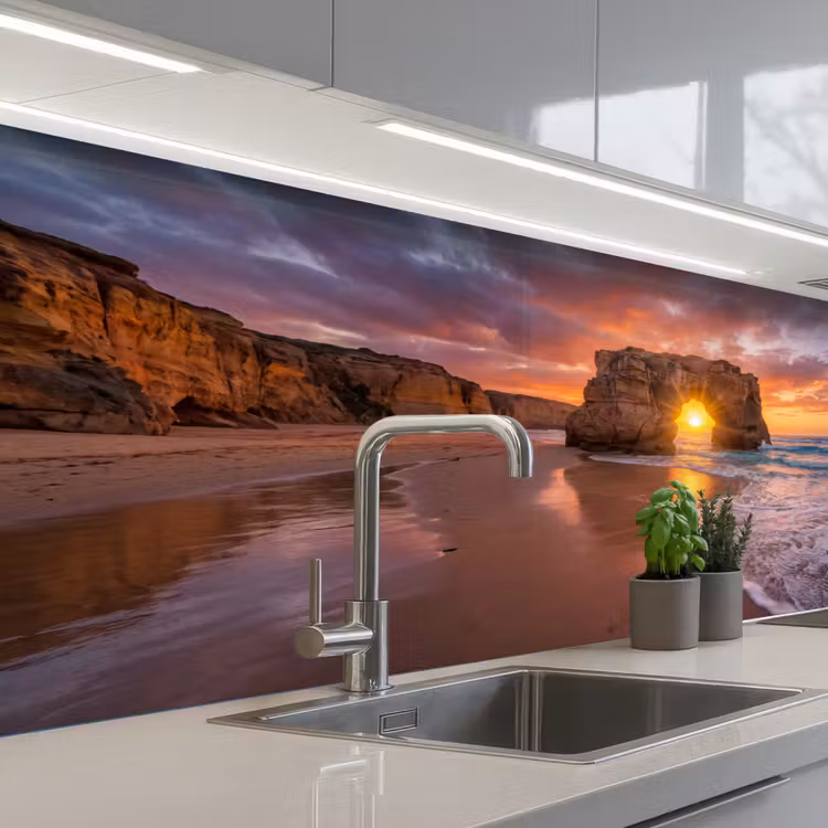 Kust - Rots - Zonsondergang - Zee - Natuur keuken achterwand 2 middel -3d_schuin