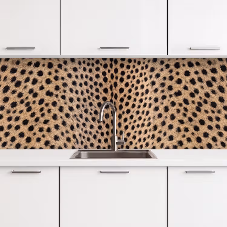 Vacht - Jachtluipaard - Zwart - Wit keuken achterwand 2 middel -3d