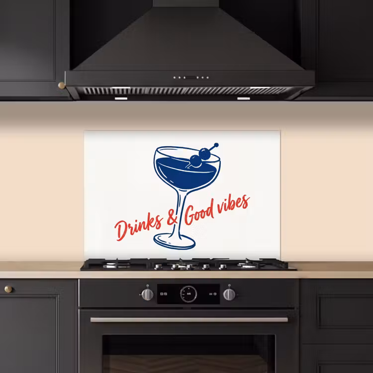 Cocktail - Glas - Illustratie - Blauw - Wit keuken achterwand spatscherm klein -sfeer1