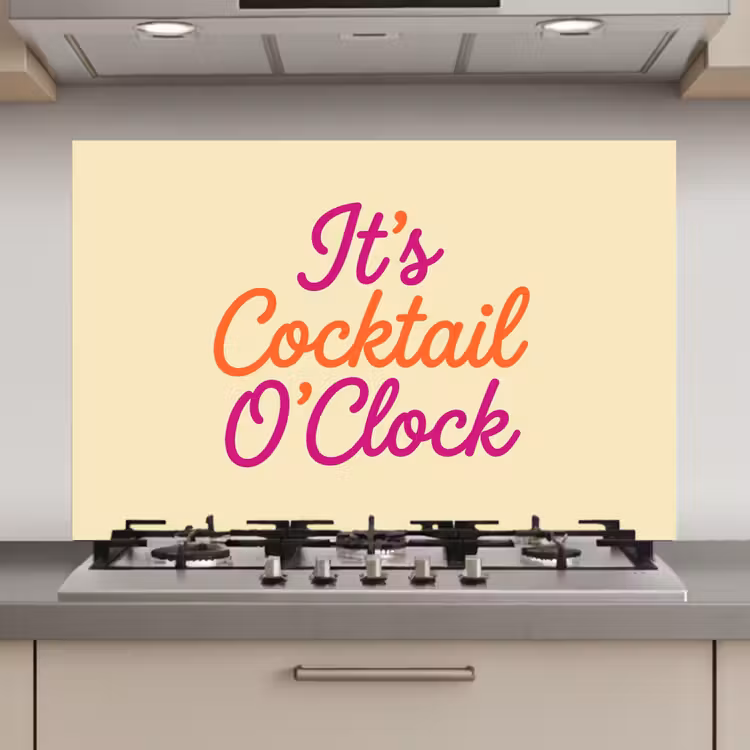 Cocktail O'Clock - Geel - Retro keuken achterwand spatscherm klein -3d_website