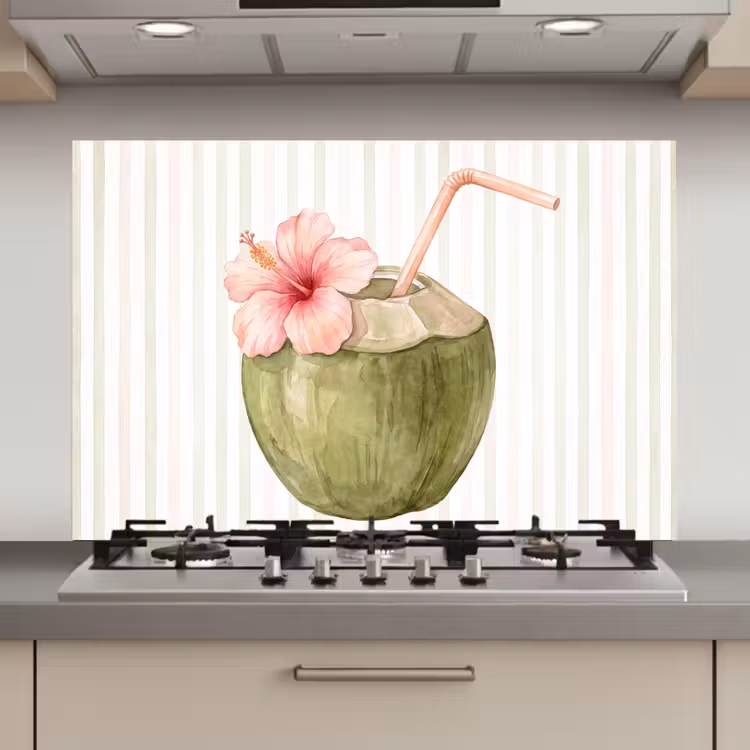 Kokosnoot - Drank - Tropisch - Illustratie - Zomer keuken achterwand spatscherm klein -3d_website