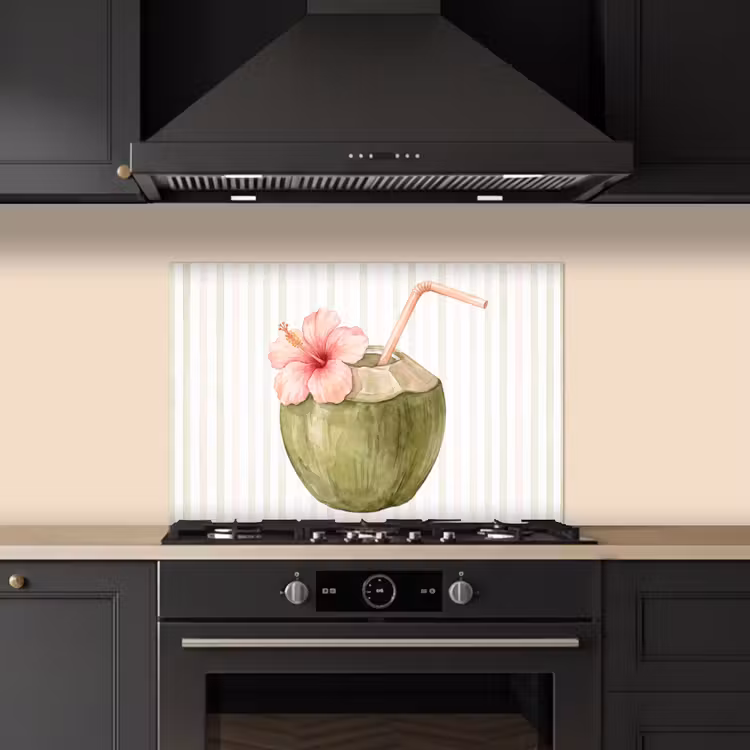 Kokosnoot - Drank - Tropisch - Illustratie - Zomer keuken achterwand spatscherm klein -sfeer1