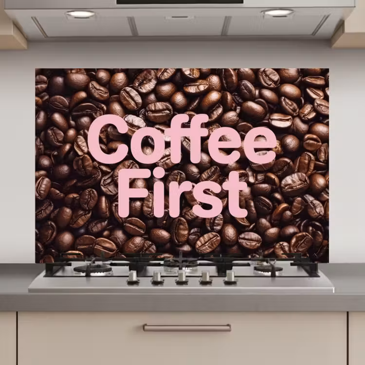 Coffee First - Koffiebonen - Roze keuken achterwand spatscherm klein -3d_website