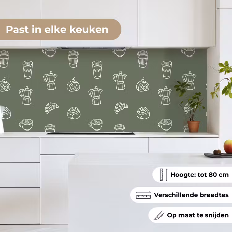 Koffie - Broodjes - Groen - Patroon keuken achterwand 2 middel -sfeer4_NL