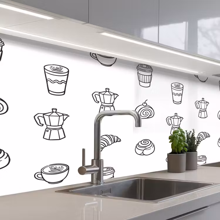 Koffie - Broodjes - Zwart - Wit keuken achterwand 2 middel -3d_schuin