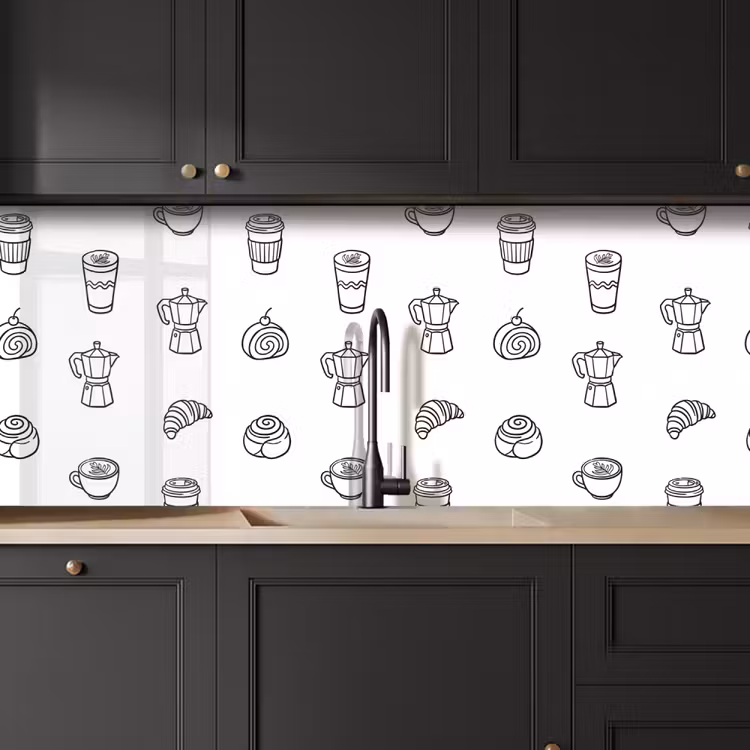Koffie - Broodjes - Zwart - Wit keuken achterwand 2 middel -sfeer1