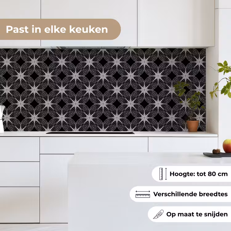 Kompas - Patronen - Zwart Wit keuken achterwand 2 middel 871 -sfeer4_NL