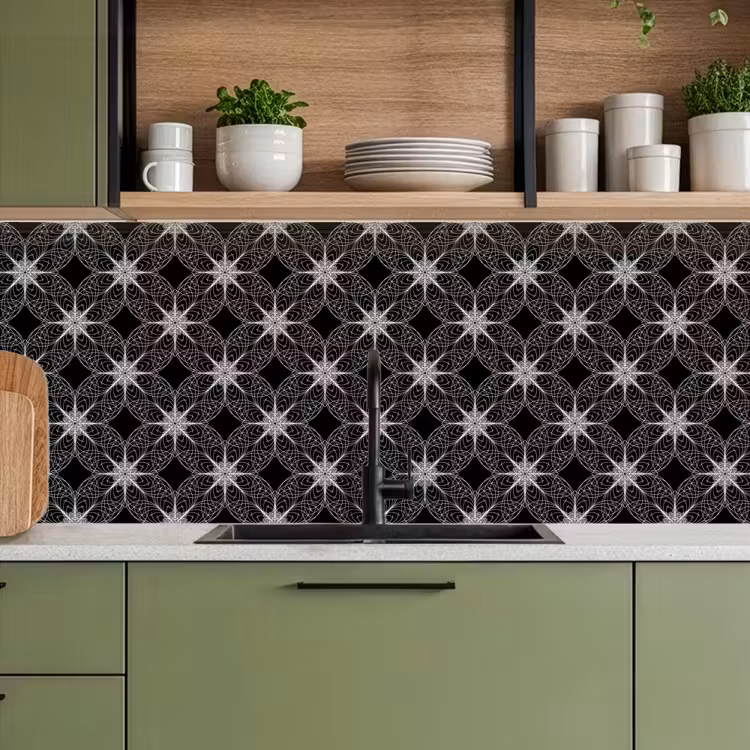 Kompas - Patronen - Zwart Wit keuken achterwand 2 middel 871 -sfeer3