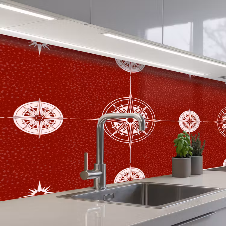 Kompas - Reizen - Patronen keuken achterwand 2 middel 871 -3d_schuin