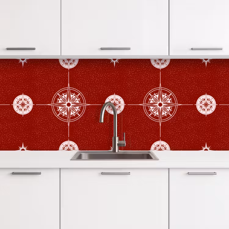 Kompas - Reizen - Patronen keuken achterwand 2 middel 871 -3d