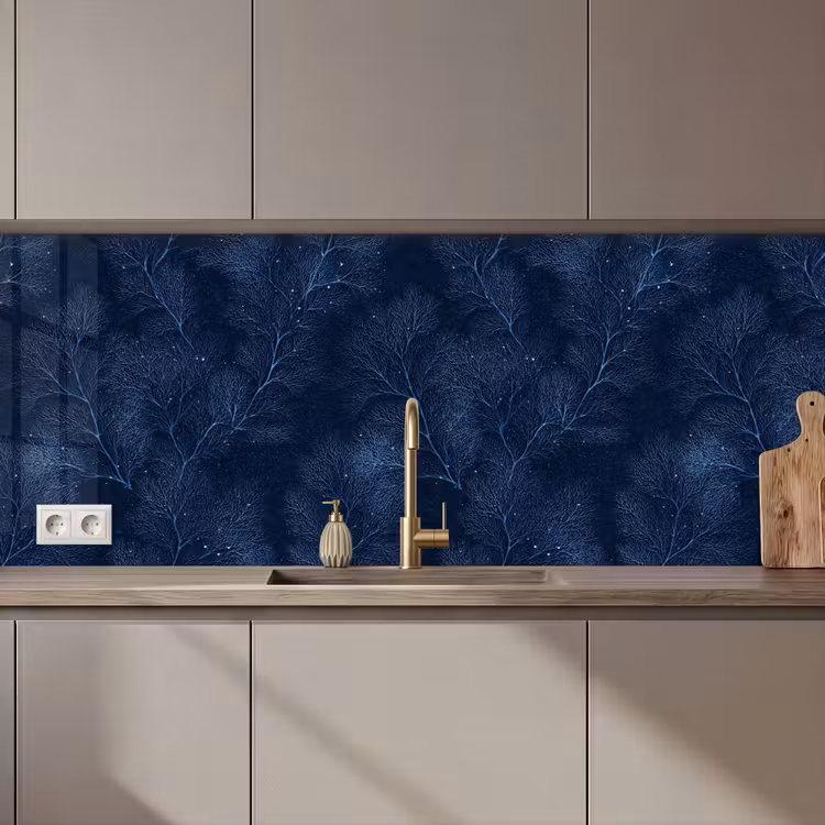 Koraal - Takken - Patroon - Nachtblauw keuken achterwand 2 middel 871 zz_3dshopping