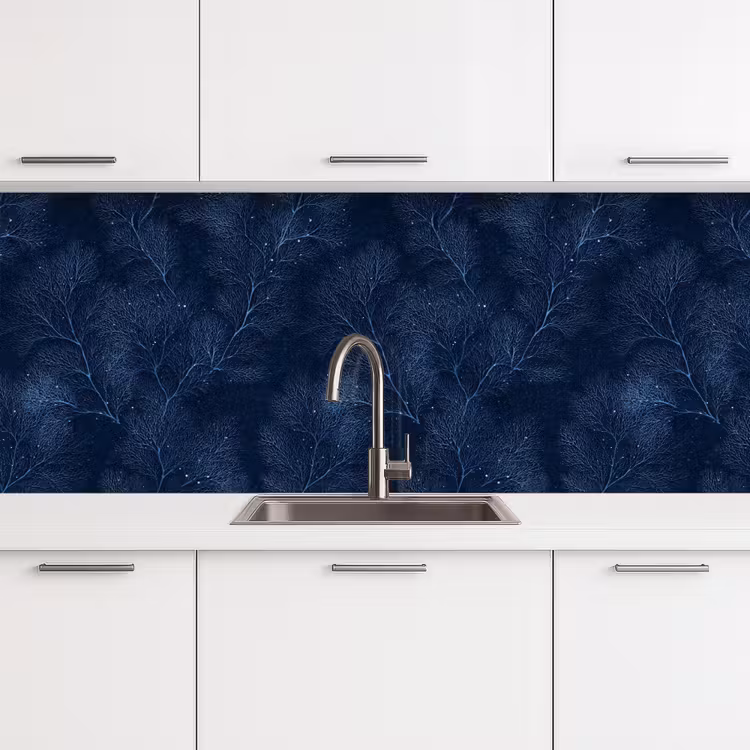 Koraal - Takken - Patroon - Nachtblauw keuken achterwand 2 middel 871 -3d