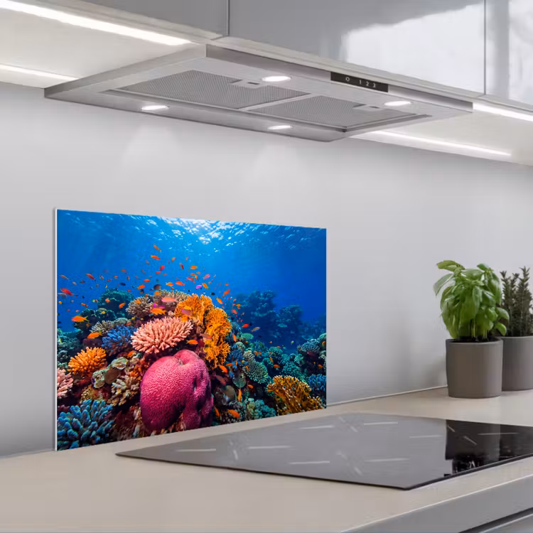 Koraal - Vissen - Oceaan - Natuur - Kleurrijk keuken achterwand spatscherm klein -3d_schuin