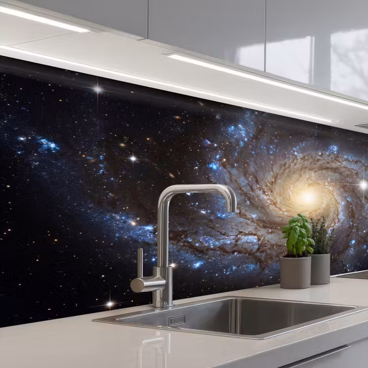 Kosmos - Sterrenstelsel - Donker keuken achterwand 2 middel -3d_schuin