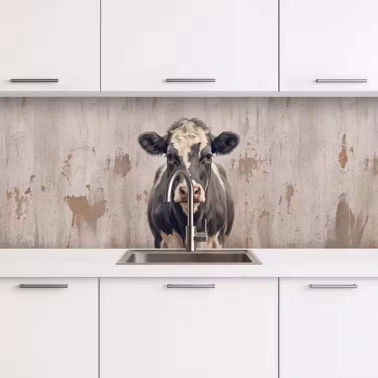 Koe - Portret - Dieren - Modern keuken achterwand 2 middel -3d