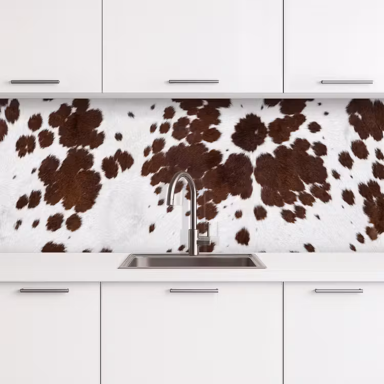 Koeienhuid - Klassiek - Bruin keuken achterwand 2 middel -3d