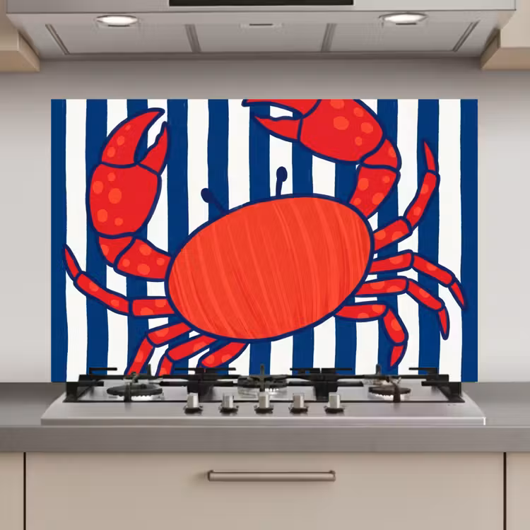 Krab - Strepen - Zeeleven - Illustratie - Rood keuken achterwand spatscherm klein -3d_website