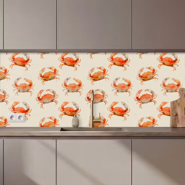 Krabben - Patroon - Oranje keuken achterwand 2 middel 871 zz_3dshopping