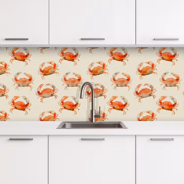 Krabben - Patroon - Oranje keuken achterwand 2 middel 871 -3d