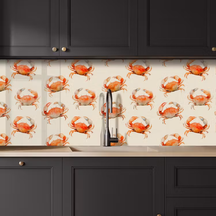Krabben - Patroon - Oranje keuken achterwand 2 middel 871 -sfeer1