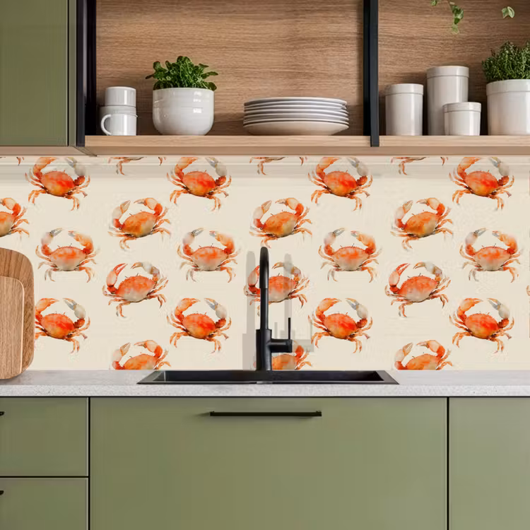 Krabben - Patroon - Oranje keuken achterwand 2 middel 871 -sfeer3