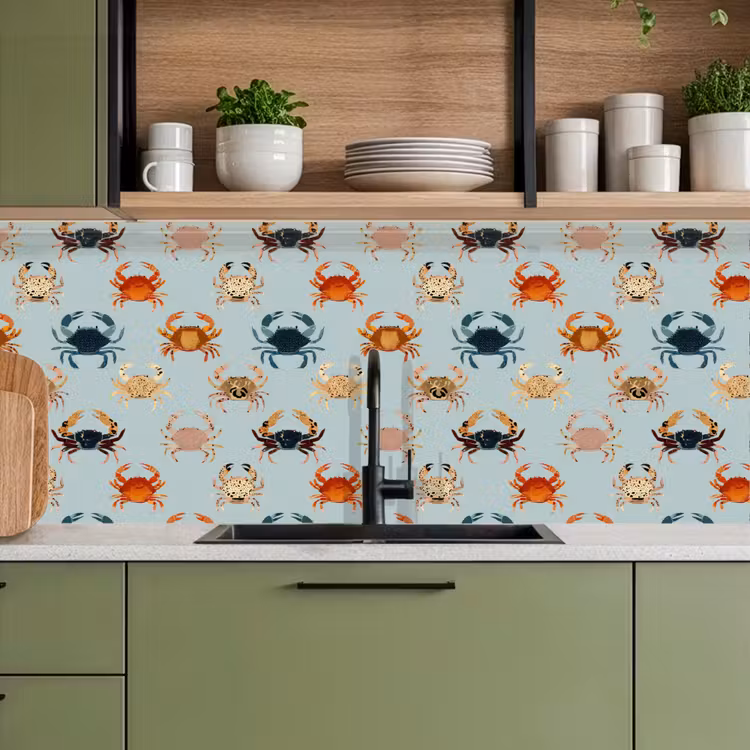 Krabben - Speels - Kleurrijk keuken achterwand 2 middel 871 -sfeer3
