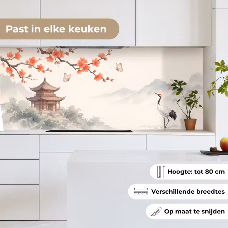 Kraanvogel - Azië - Klassiek keuken achterwand 2 middel -sfeer4_NL