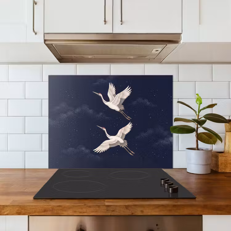 Kraanvogels - Nachthemel - Blauw keuken achterwand 2 middel -sfeer4_NL