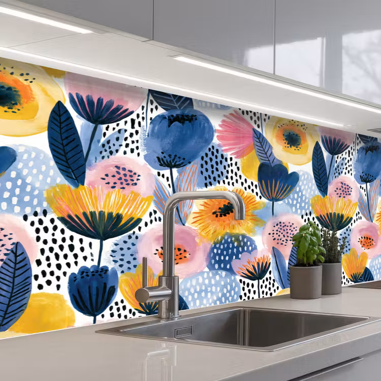Creatief - Patroon - Kleurrijk keuken achterwand 2 middel 871 -3d_schuin