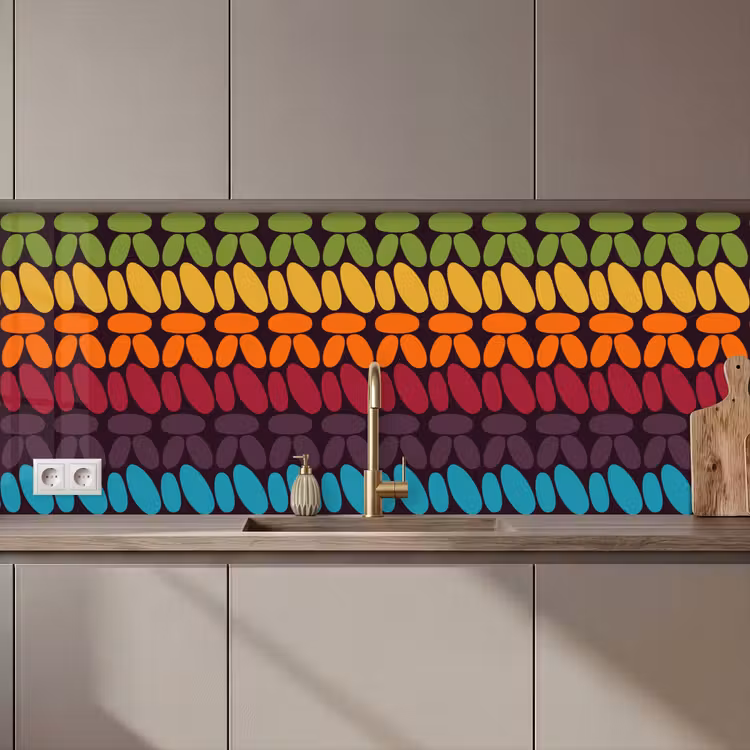 Haakpatronen - Retro - Regenboog keuken achterwand 2 middel 871 zz_3dshopping