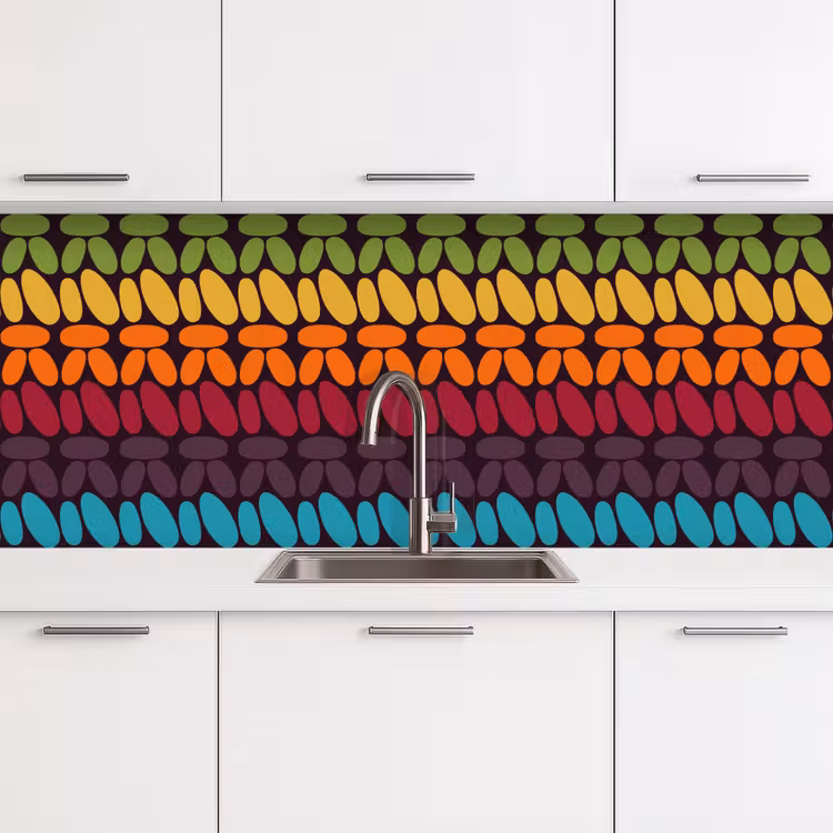Haakpatronen - Retro - Regenboog keuken achterwand 2 middel 871 -3d