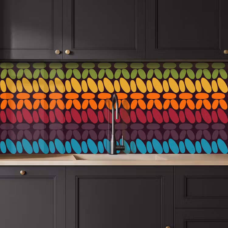Haakpatronen - Retro - Regenboog keuken achterwand 2 middel 871 -sfeer1
