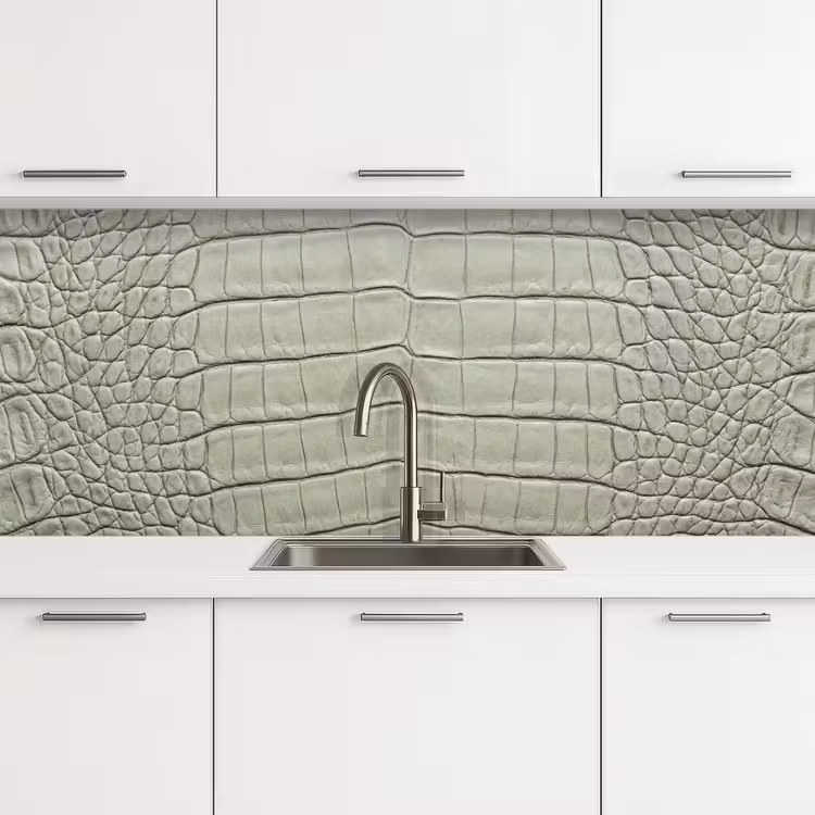 Krokodillenleer - Schubben - Groen keuken achterwand 2 middel -3d