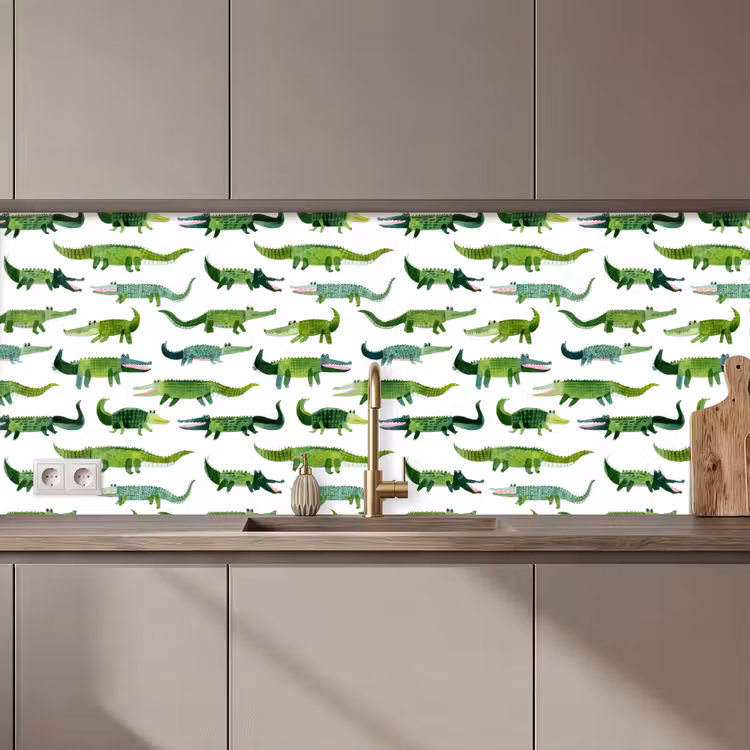 krokodillen - Speels - Groen keuken achterwand 2 middel 871 zz_3dshopping