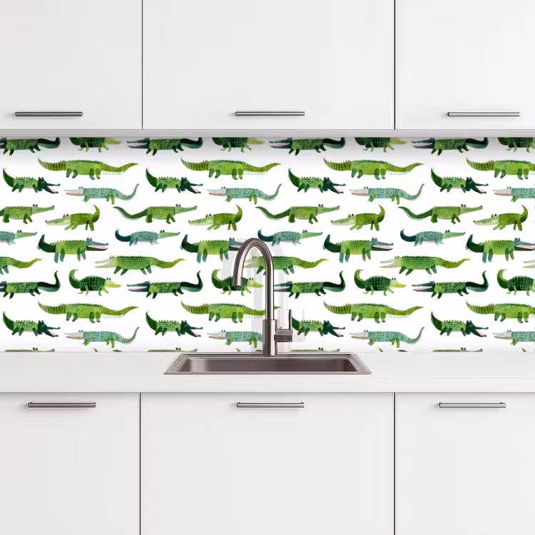 krokodillen - Speels - Groen keuken achterwand 2 middel 871 -3d