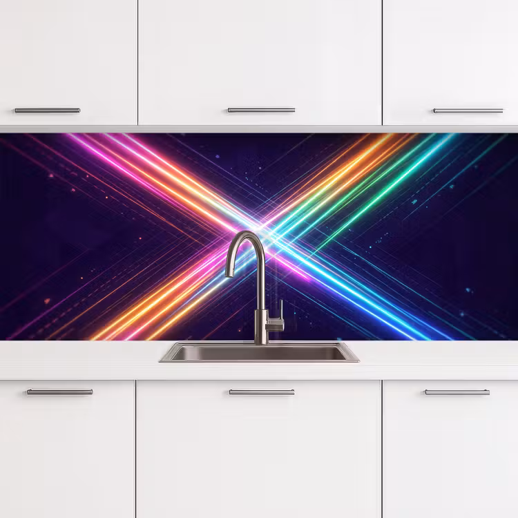 Kruisen - Lasterstralen - Neon keuken achterwand 2 middel -3d